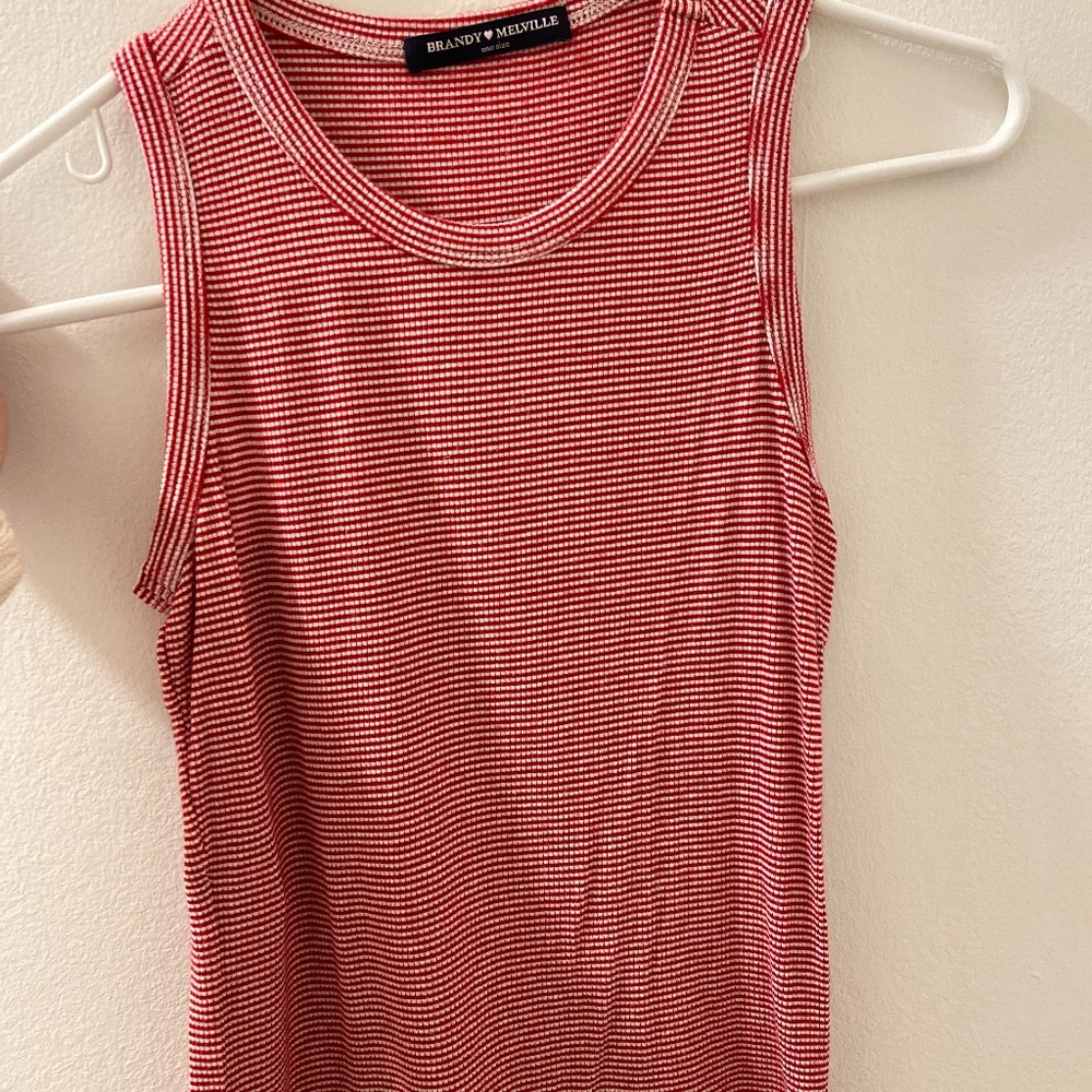 Brandy Melville red and white striped tank